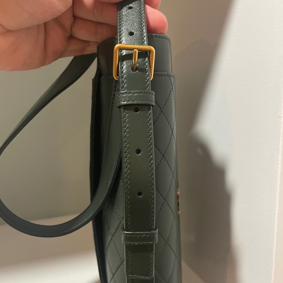 Saint Laurent Medium Gaby Quilted Leather Shoulder Bag Green VERT FONCE NEW YSL - Picture 12 of 15